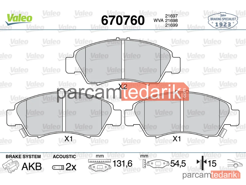 670760 | Fren Balatası — Honda Civic V, Honda Civic VI Fastback, Honda Civic VI